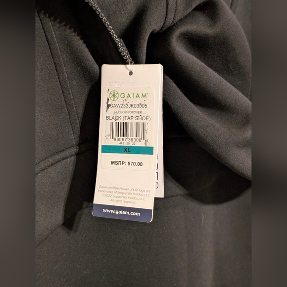 🧘‍♀️ GAIAM Hudson Scuba Popover 1/2 Zip Sweatshirt - Black - XL Women's 🧘‍♀️ - Picture 8 of 13